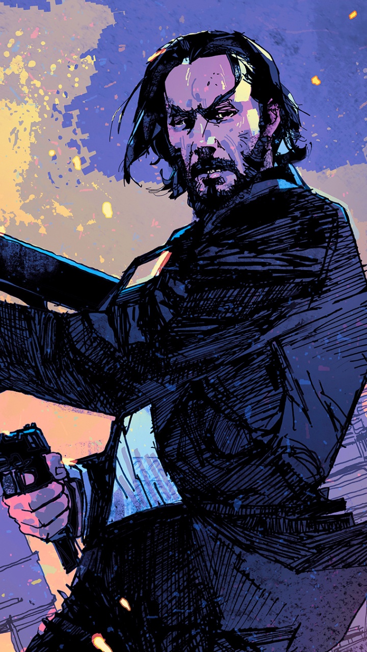 Man in Black Jacket Holding Rifle Illustration. Wallpaper in 720x1280 Resolution