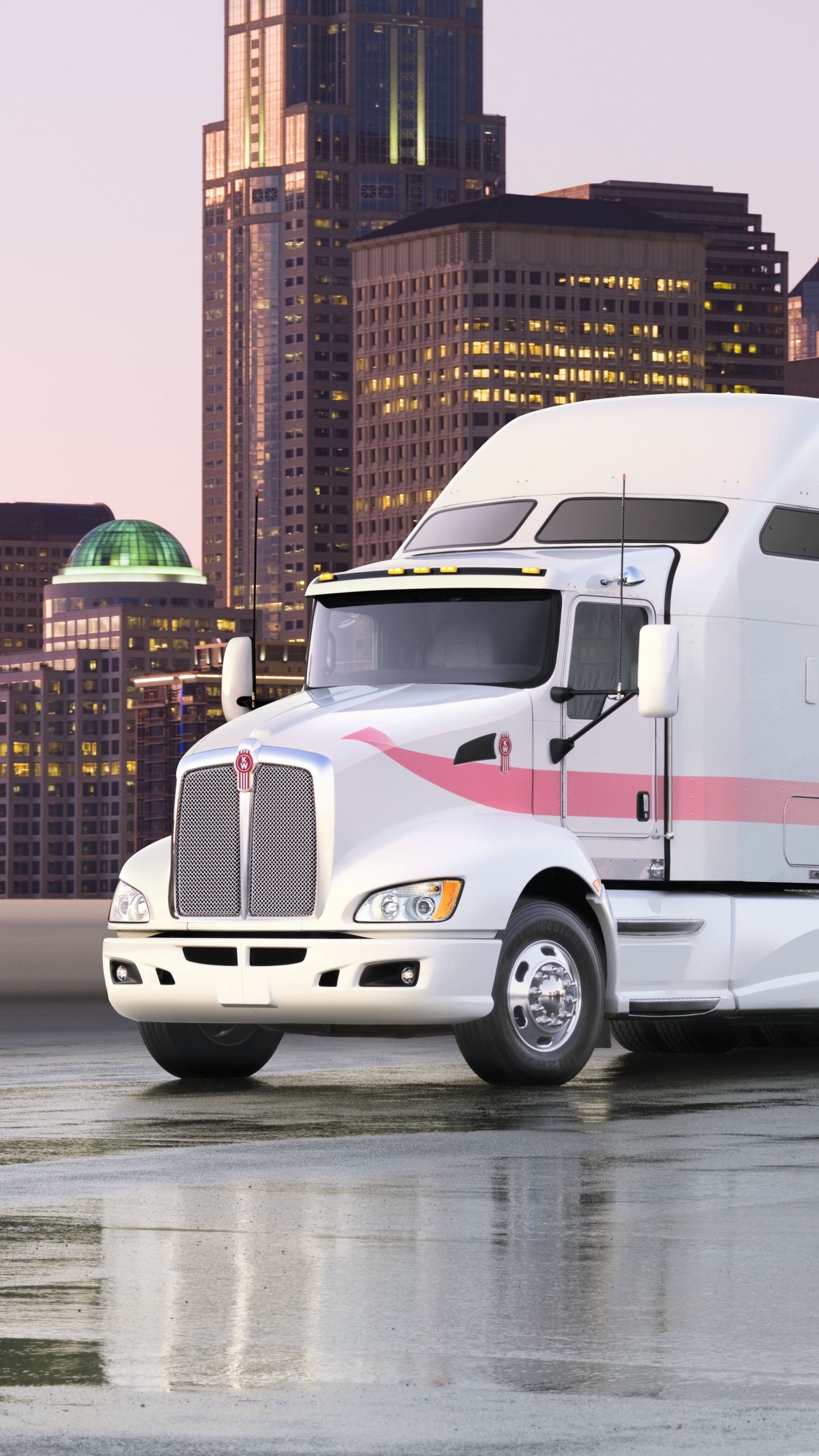 White and Red Truck on Road During Daytime. Wallpaper in 1440x2560 Resolution