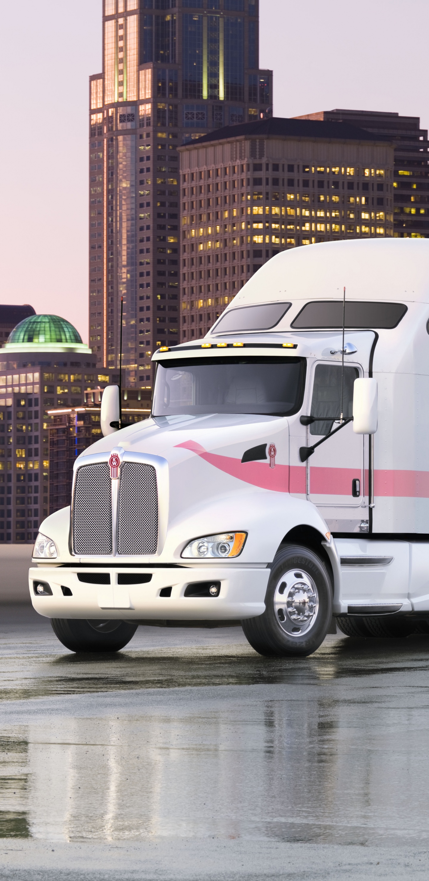 White and Red Truck on Road During Daytime. Wallpaper in 1440x2960 Resolution