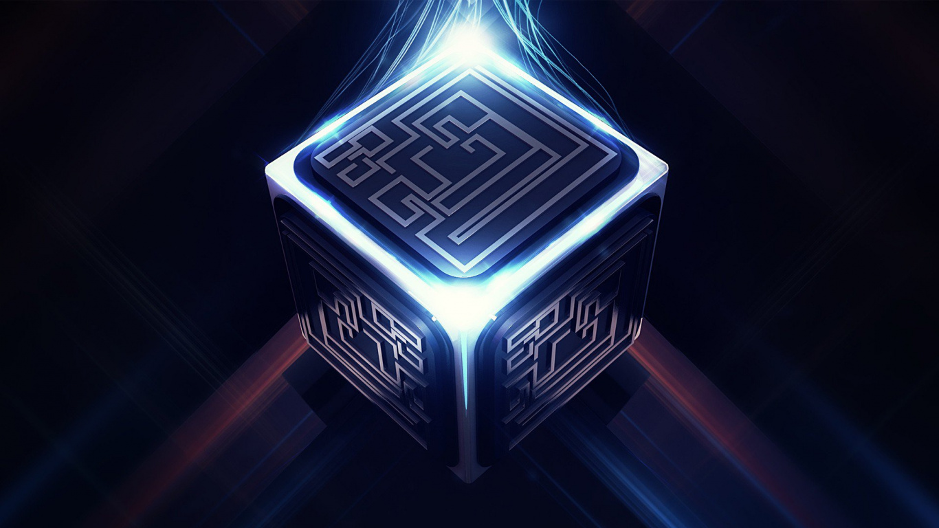 数码艺术, 艺术, 立方体, 电蓝色的, 光 壁纸 1366x768 允许