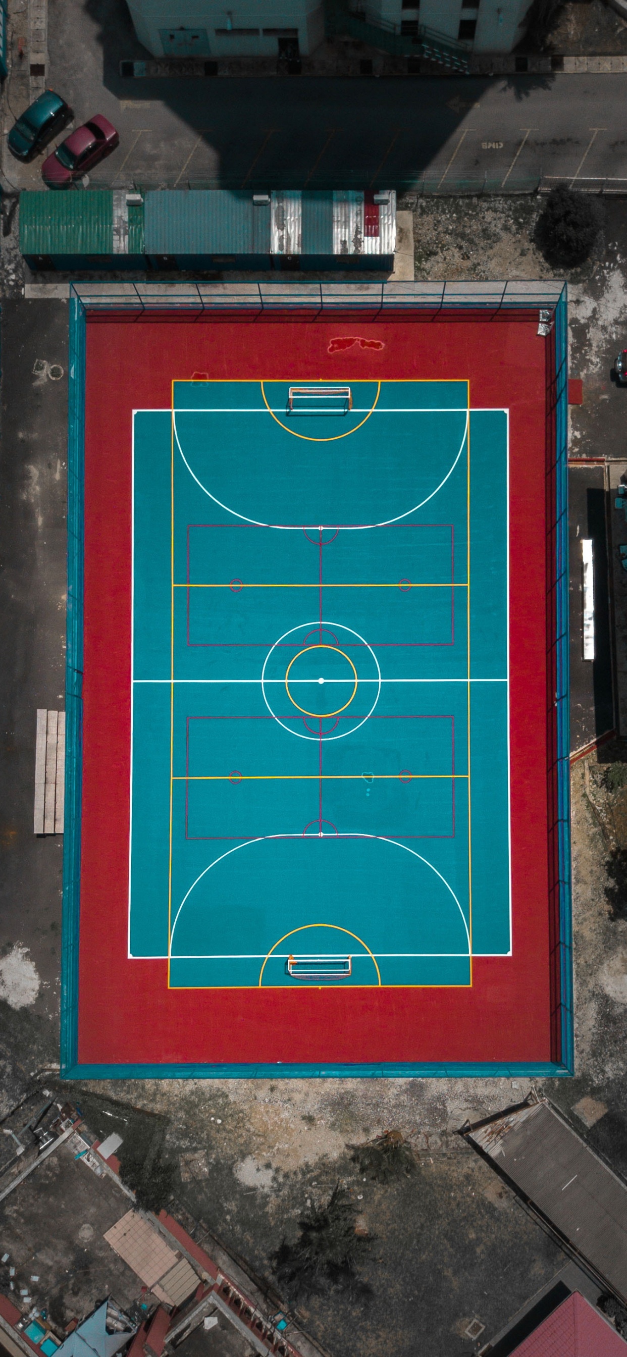 五人足球, 篮球场, 矩形, 木, 草 壁纸 1242x2688 允许