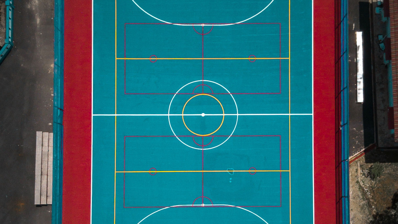 五人足球, 篮球场, 矩形, 木, 草 壁纸 1280x720 允许