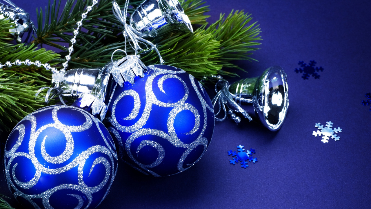 Christmas Day, Blue, Christmas Ornament, Cobalt Blue, Christmas Decoration. Wallpaper in 1280x720 Resolution