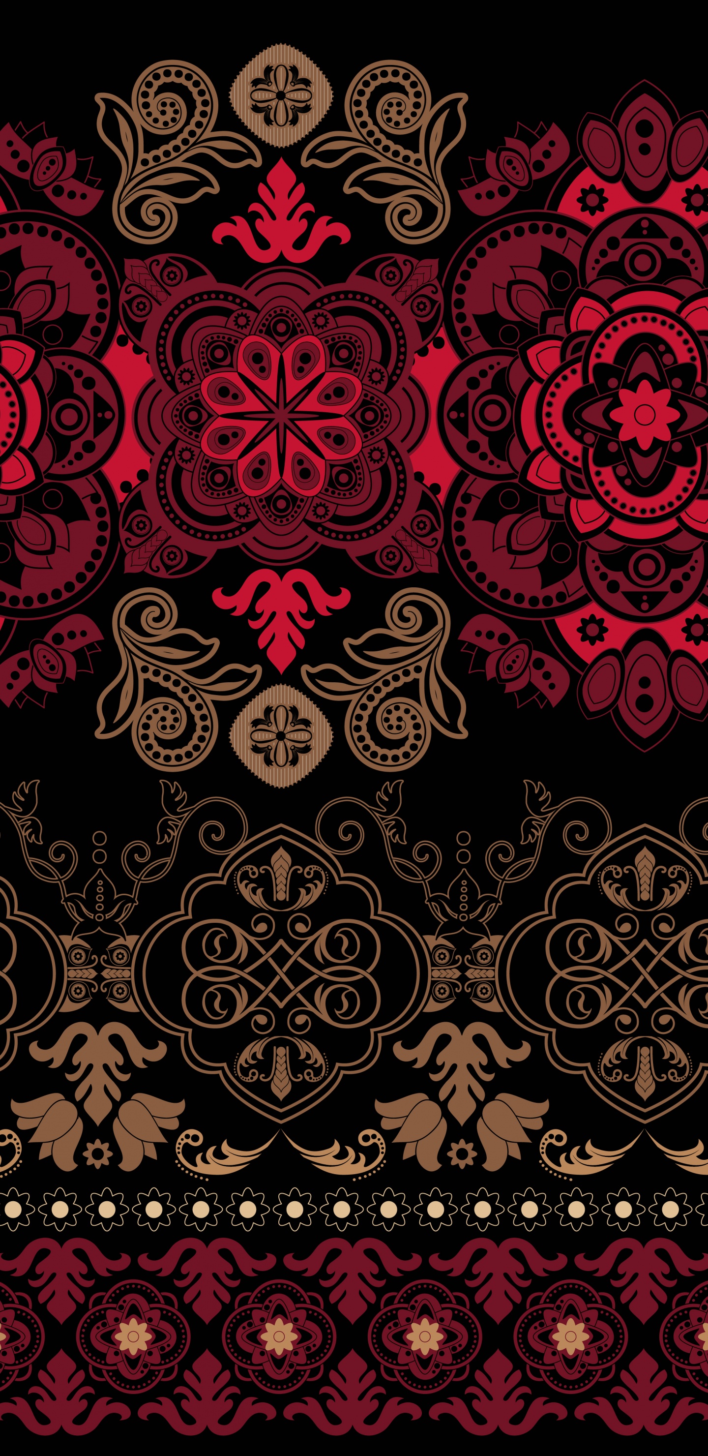 Textil Floral Rojo y Negro. Wallpaper in 1440x2960 Resolution