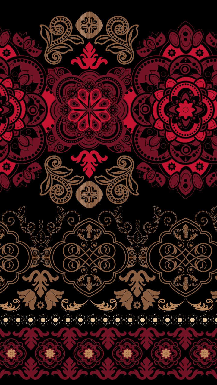 Textil Floral Rojo y Negro. Wallpaper in 720x1280 Resolution