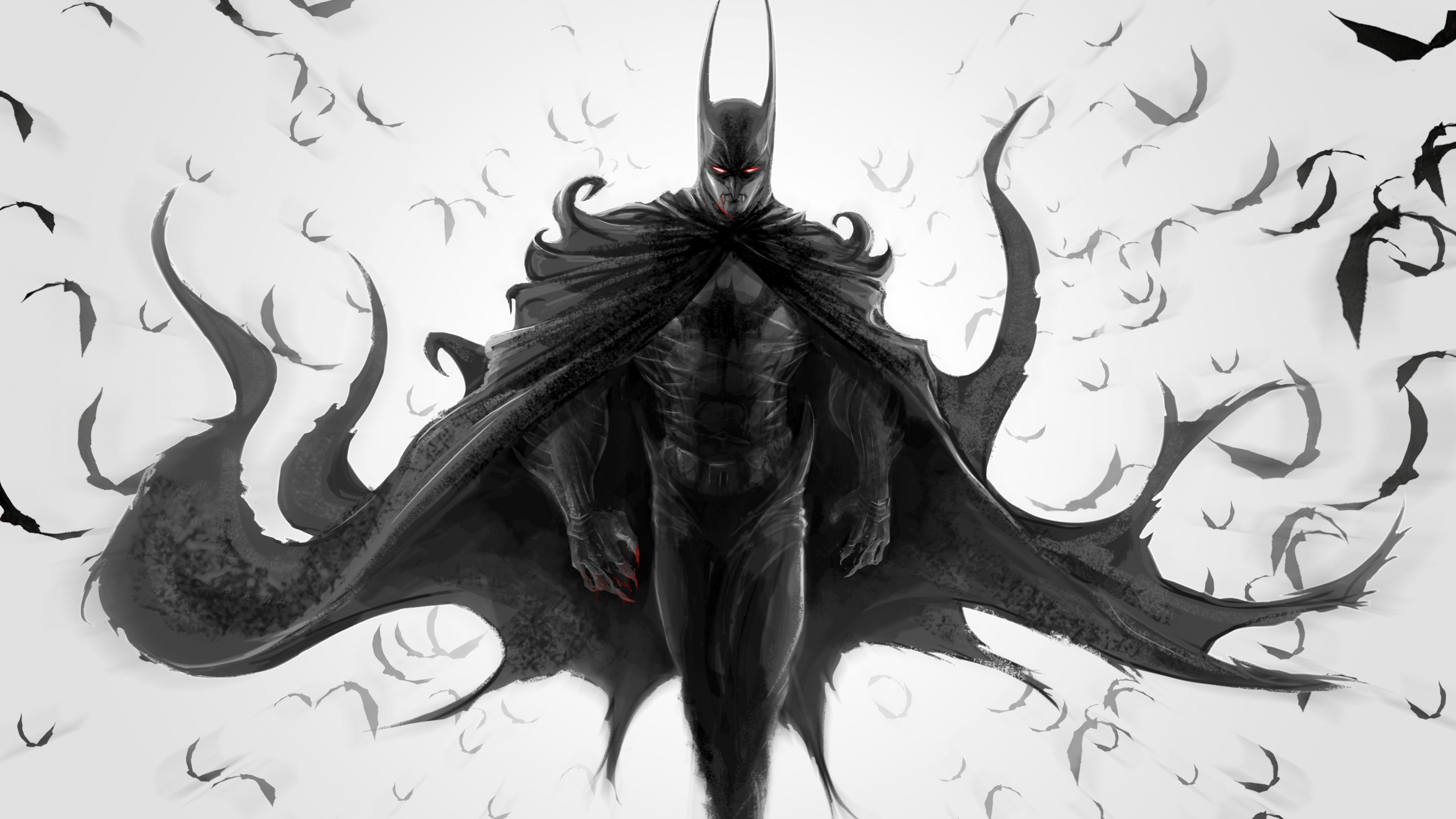 Peinture Abstraite en Noir et Blanc. Wallpaper in 2560x1440 Resolution