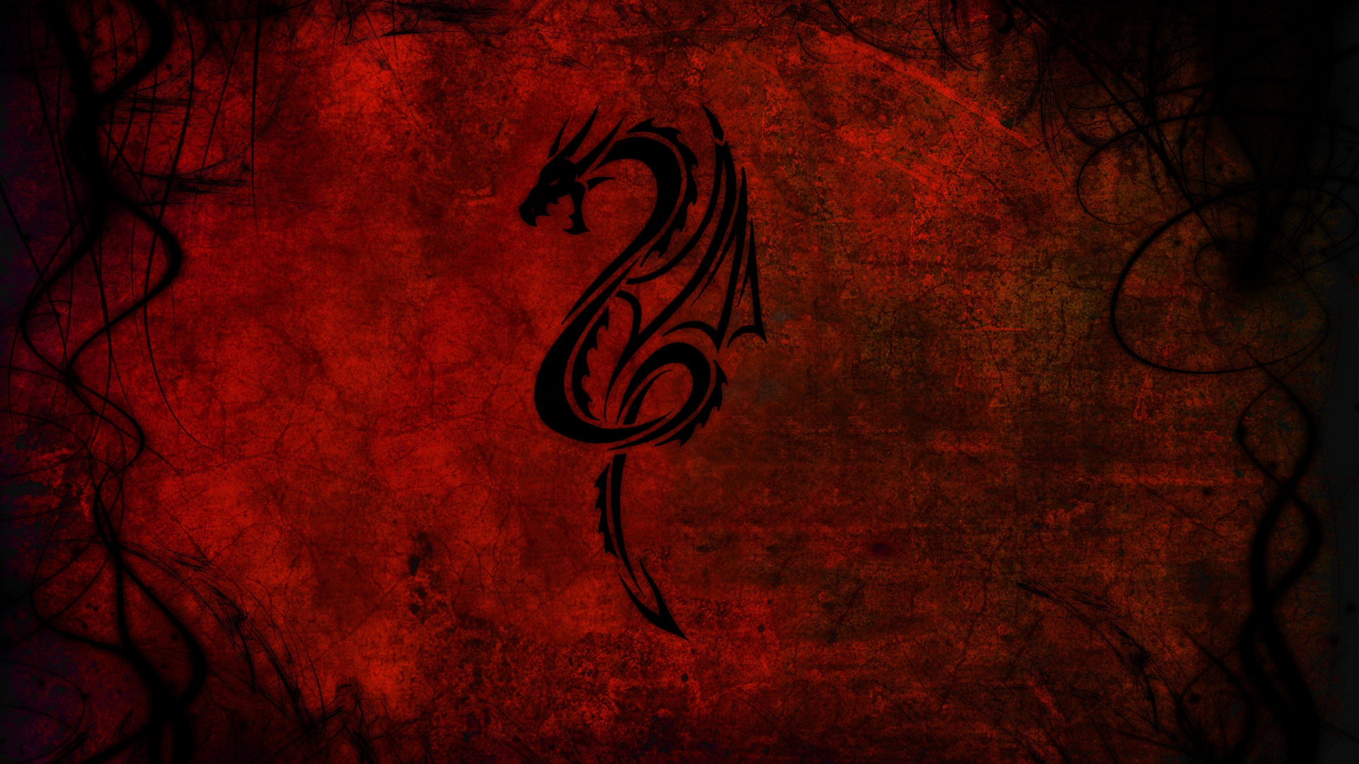 Black and Red Dragon Illustration. Wallpaper in 1920x1080 Resolution