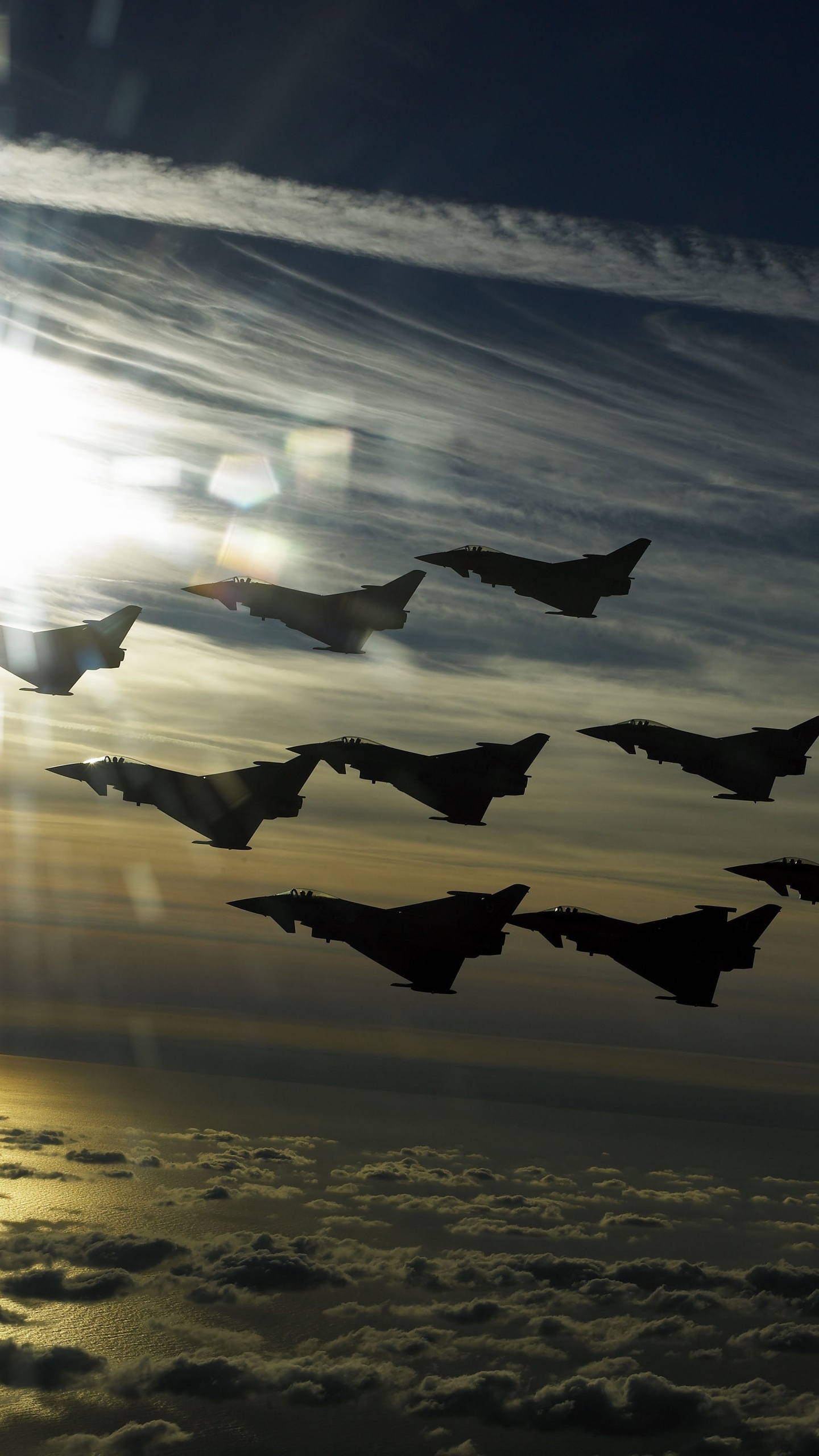 Silueta de Pájaros Volando Sobre el Mar Durante la Puesta de Sol. Wallpaper in 1440x2560 Resolution