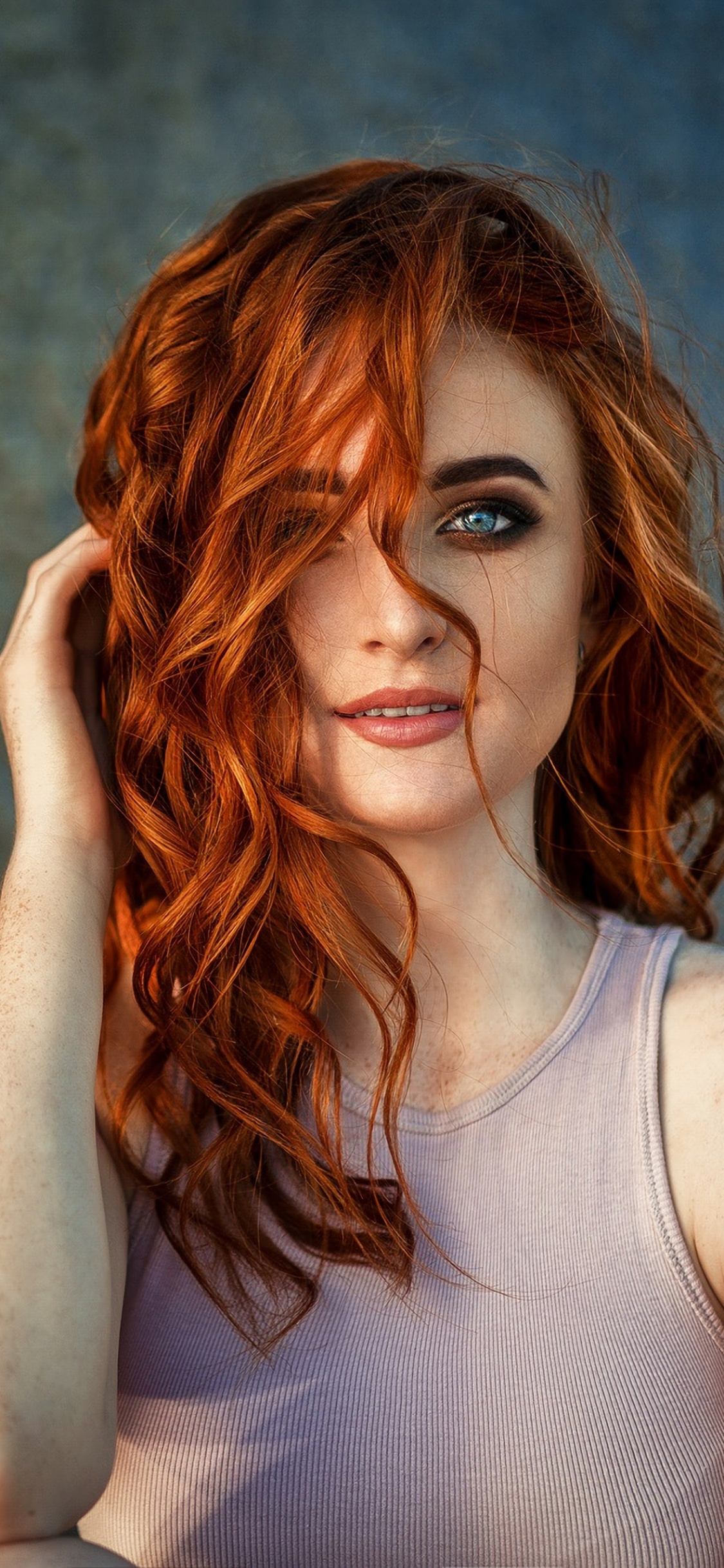 Red Hair, Hair, Face, Beauty, Blue. Wallpaper in 1125x2436 Resolution