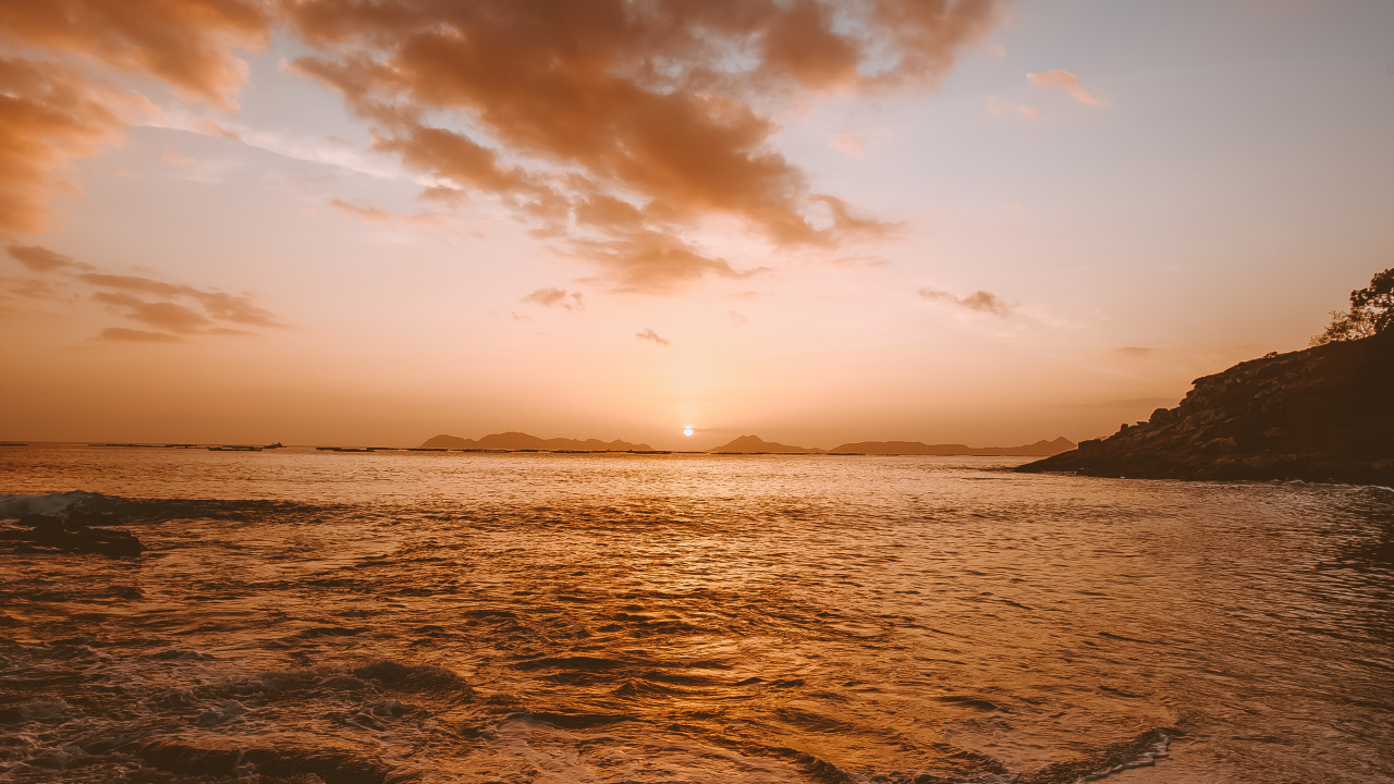 Mer, Horizon, Eau, Afterglow, Nature. Wallpaper in 1280x720 Resolution