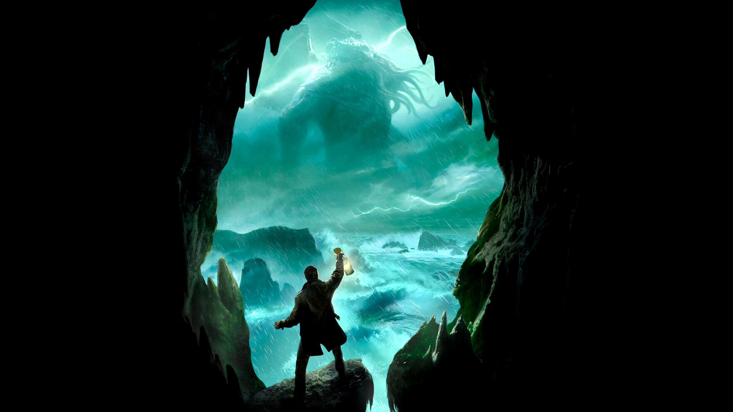 Cthulhu, Cueva, Glaciar de Terreno, la Cueva de Hielo, Cueva Del Mar. Wallpaper in 2560x1440 Resolution