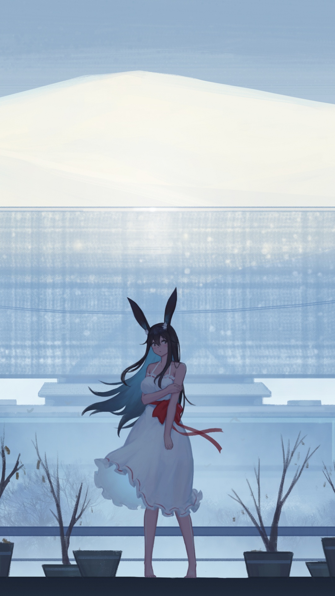 Femme en Robe Blanche Debout Sur un Sol Couvert de Neige Pendant la Journée. Wallpaper in 1080x1920 Resolution