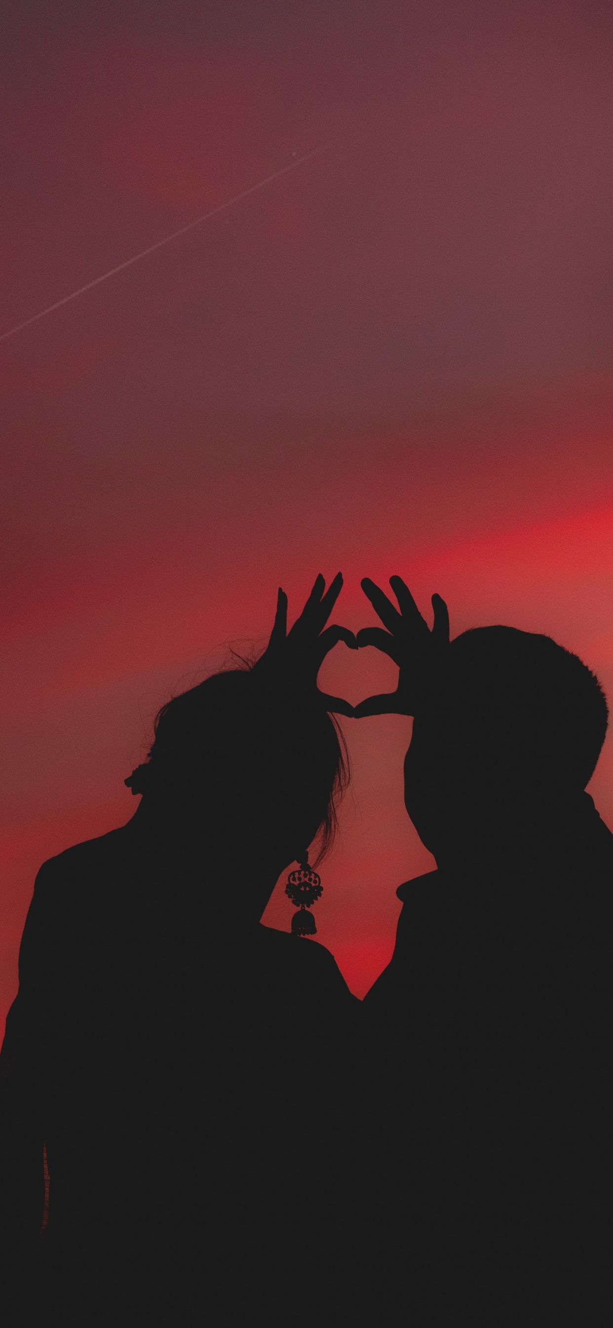 Silhouette, Red, Love, Fictional Character, Psychology. Wallpaper in 1242x2688 Resolution