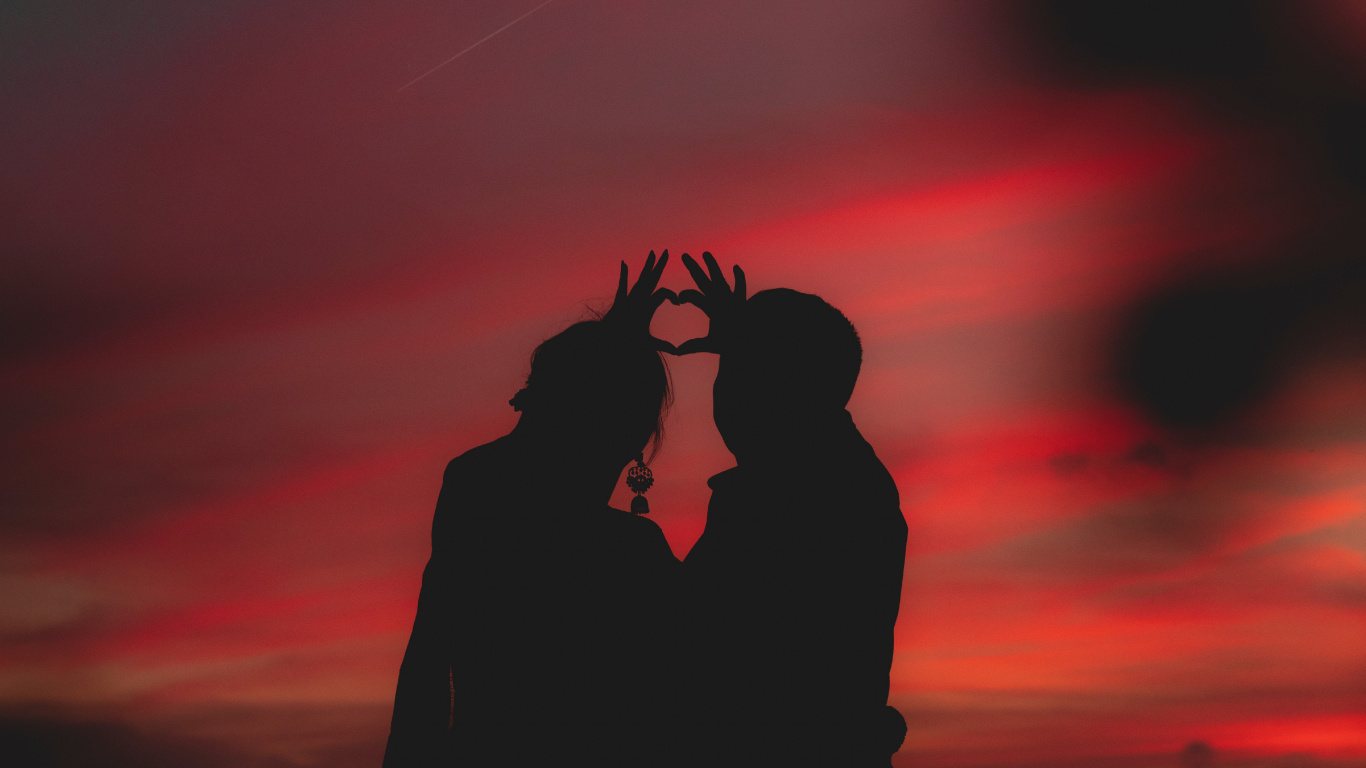 Silhouette, Red, Amour, Personnage de Fiction, Psychologie. Wallpaper in 1366x768 Resolution