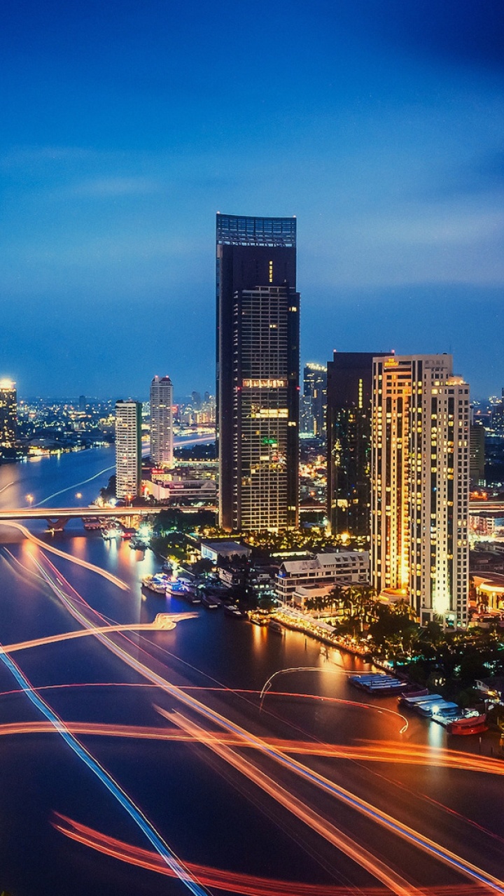 Time Lapse Photography of City Lights During Night Time. Wallpaper in 720x1280 Resolution