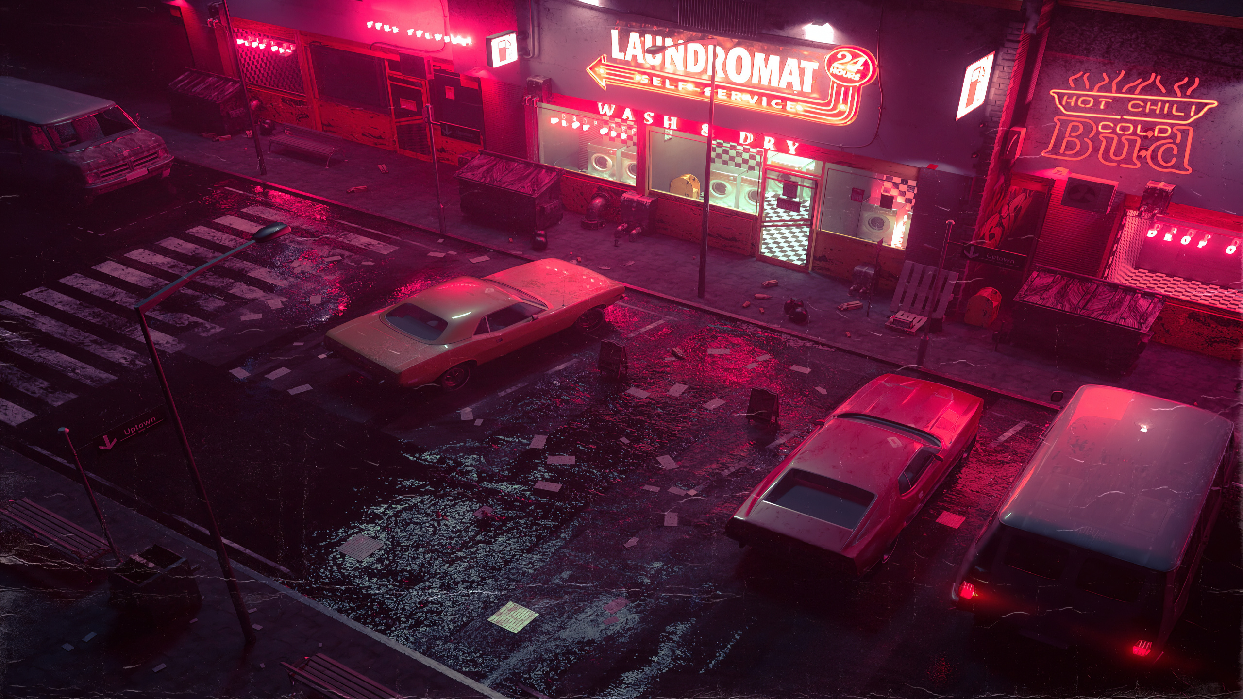 Voiture au Néon de Nuit, Nuit, Néon, Graphique, Lumière. Wallpaper in 2560x1440 Resolution