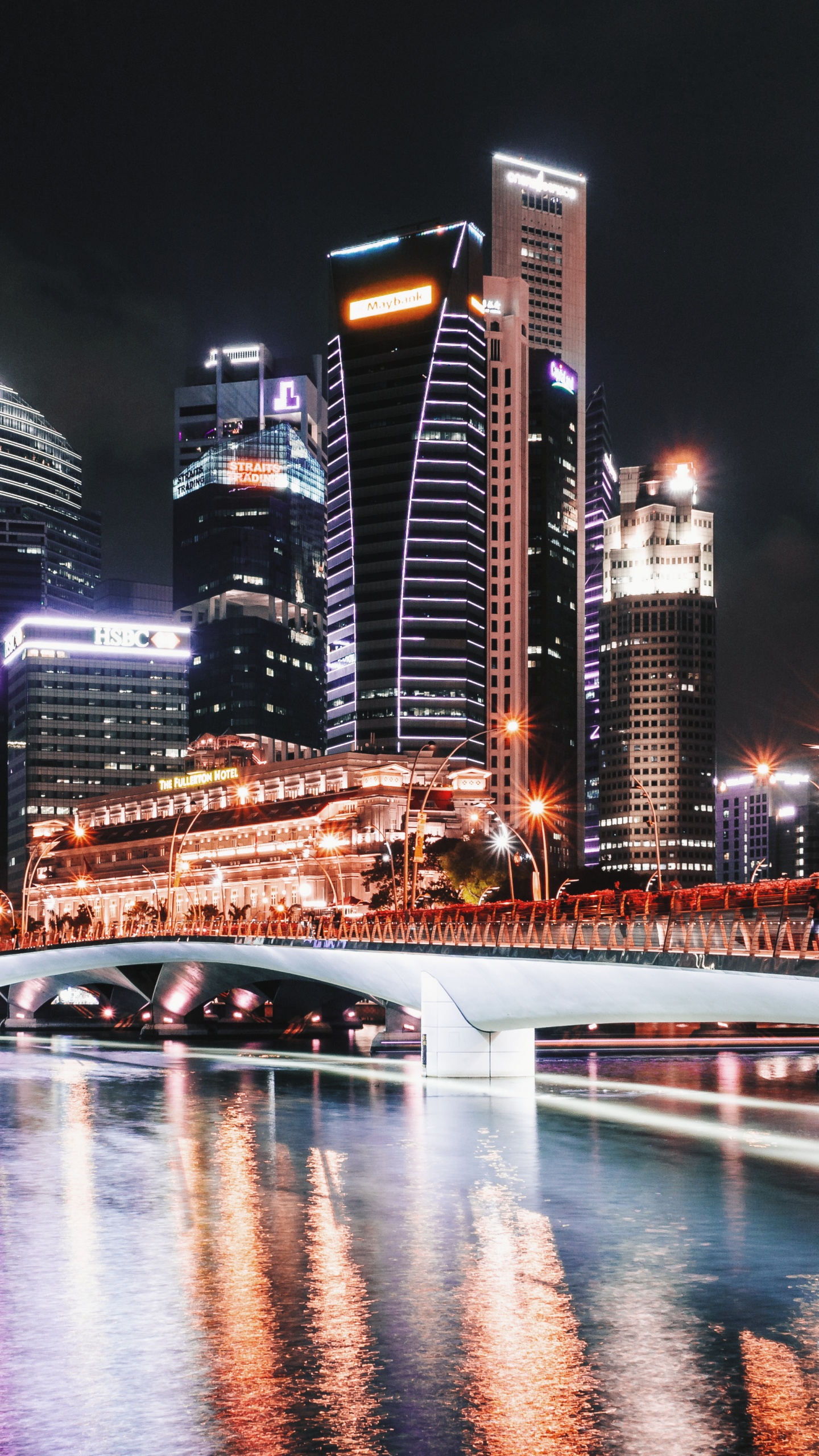 Skyline Der Stadt Bei Nacht Night. Wallpaper in 1440x2560 Resolution