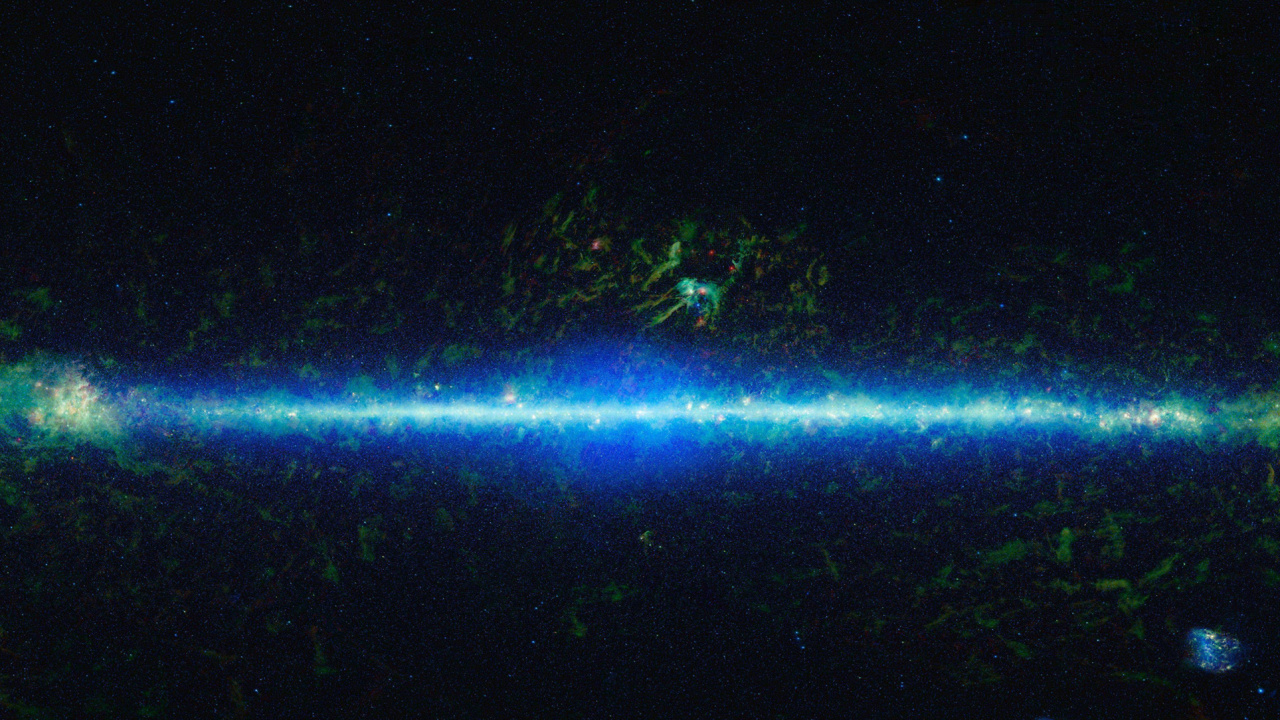 Papier Peint Numérique Galaxie Verte et Bleue. Wallpaper in 1280x720 Resolution