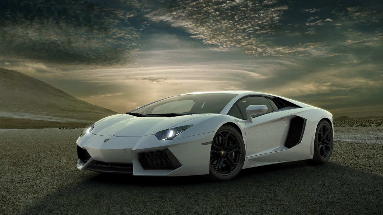 Lamborghini Aventador Blanco en la Carretera Durante el Día. Wallpaper in 1280x720 Resolution