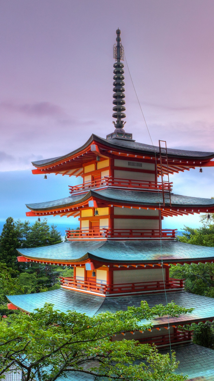 Pagoda Temple Near Green Trees Under Cloudy Sky During Daytime. Wallpaper in 720x1280 Resolution