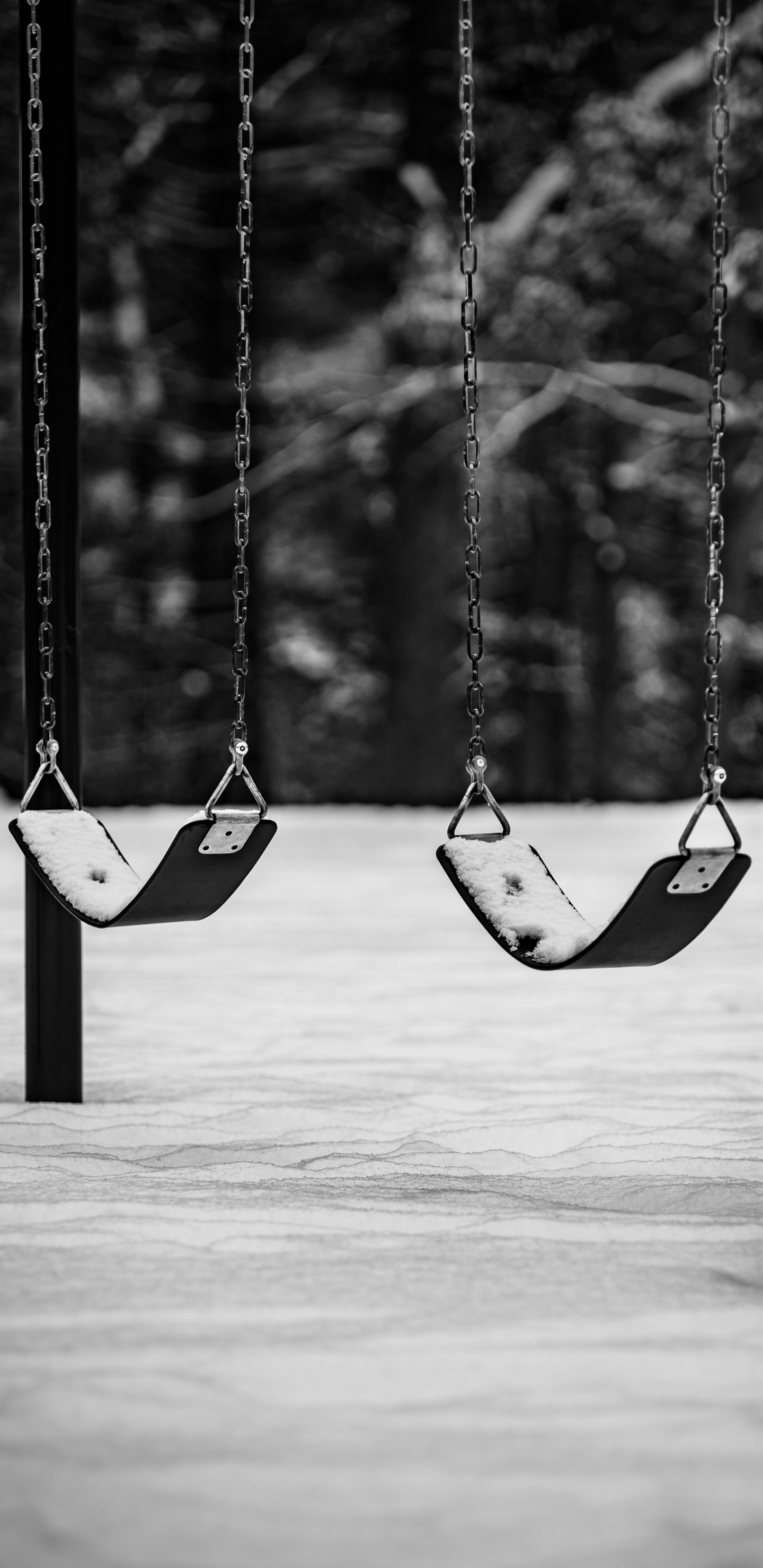 Grayscale Photography of Swing Chair. Wallpaper in 1440x2960 Resolution