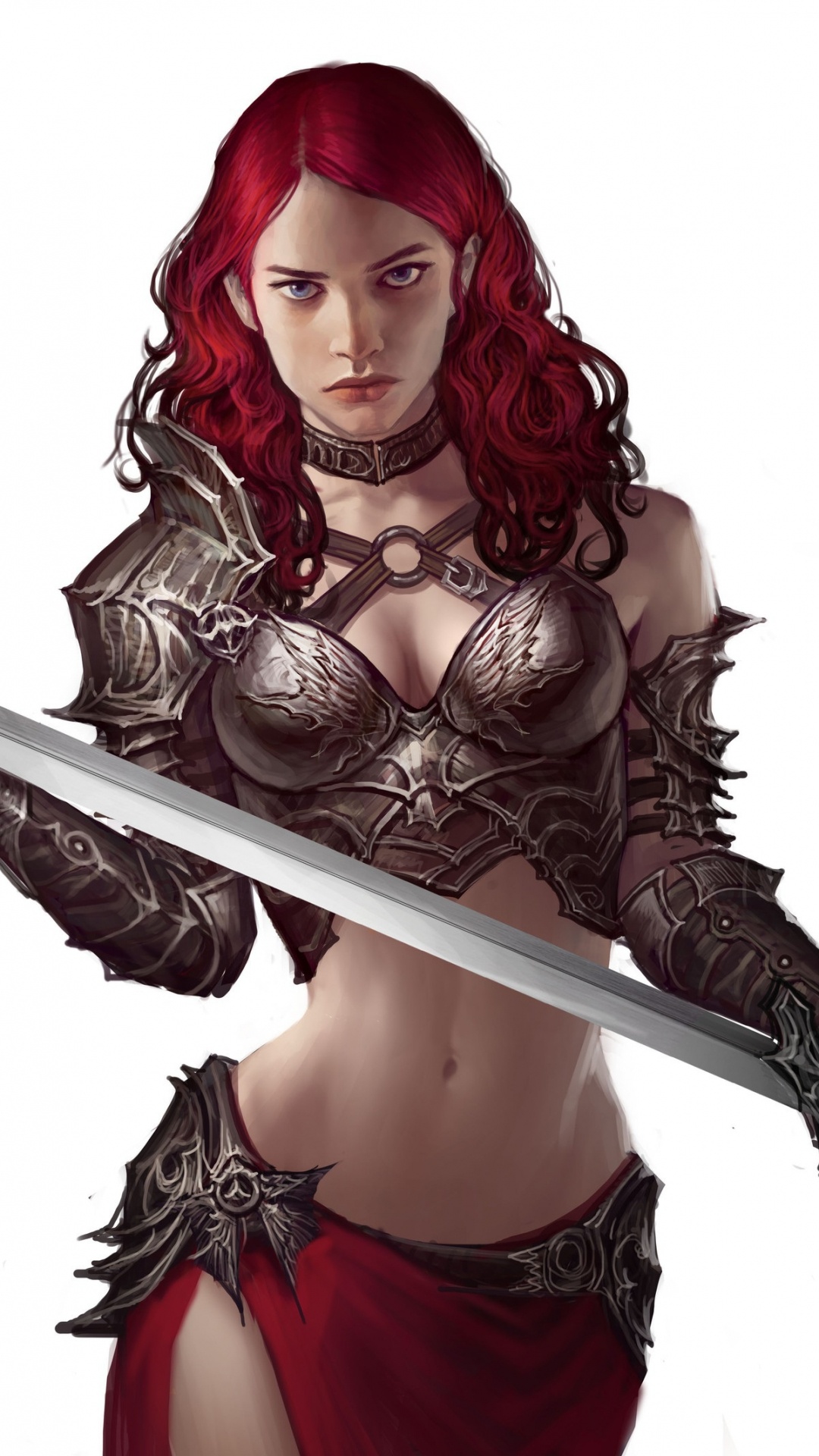Frau in Roten Haaren Mit Schwert. Wallpaper in 1080x1920 Resolution