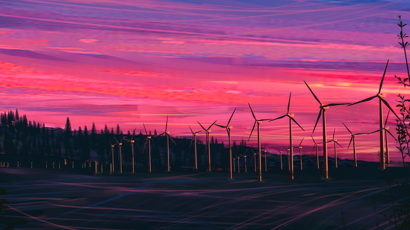 Silhouette of Trees During Sunset. Wallpaper in 1366x768 Resolution