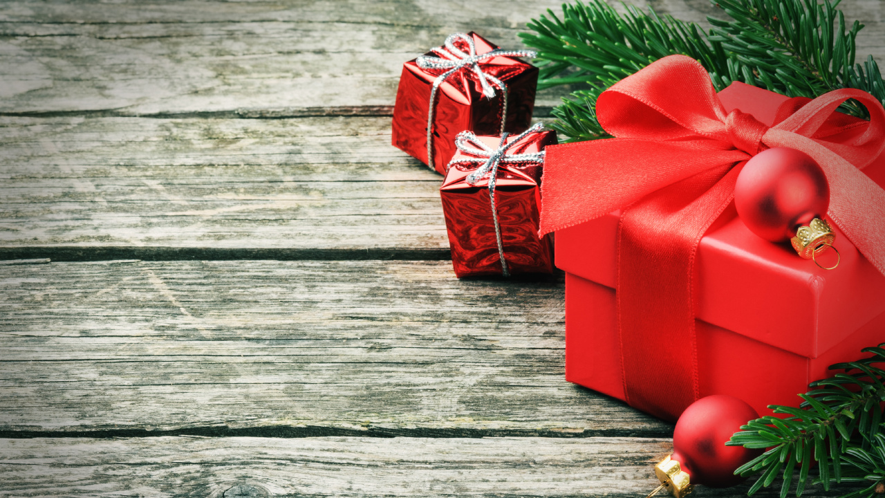 Cadeau, Cadeau de Noël, Le Jour De Noël, Red, Décoration de Noël. Wallpaper in 1280x720 Resolution