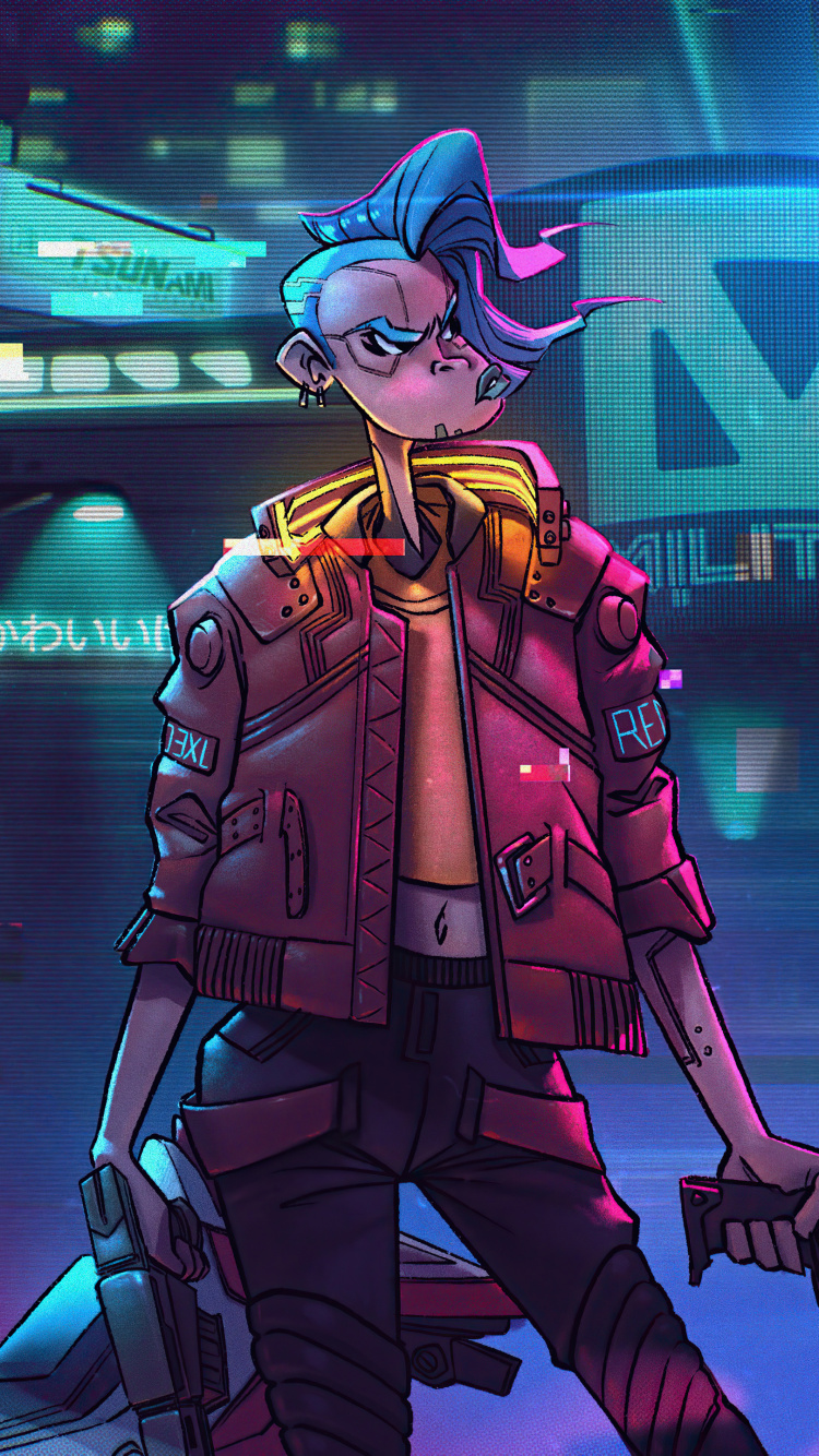 Cyberpunk 2077, Cyberpunk, Militärtechnik, Kunst, Cartoon. Wallpaper in 750x1334 Resolution