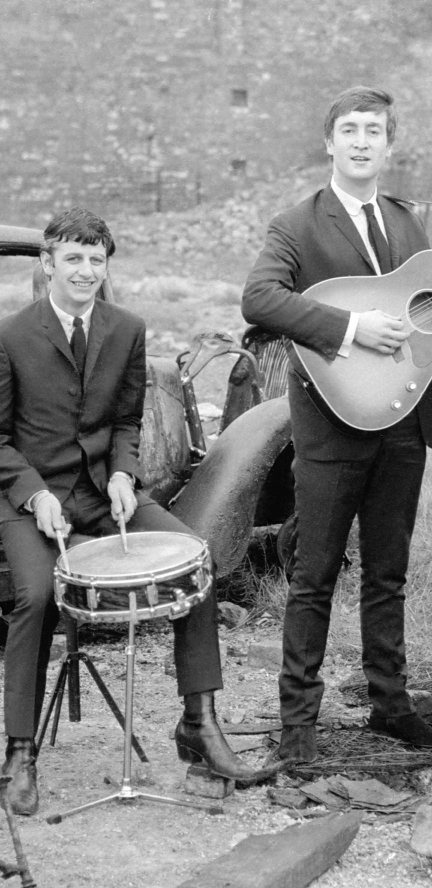 The Beatles, Musician, Monochrome Mode, Monochrome, Car. Wallpaper in 1440x2960 Resolution