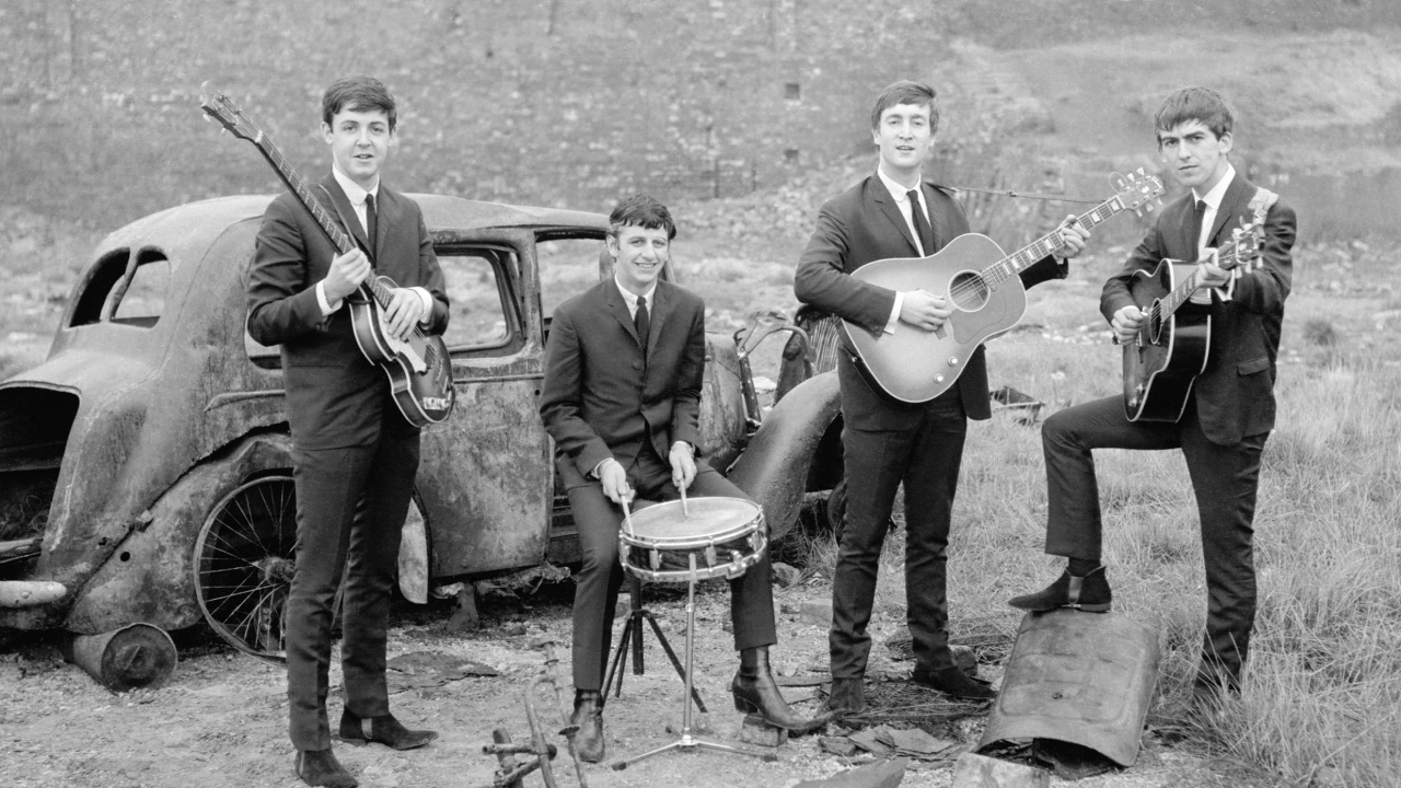 Die Beatles, Musiker, Monochrome-Modus, Monochrom, Auto. Wallpaper in 1280x720 Resolution