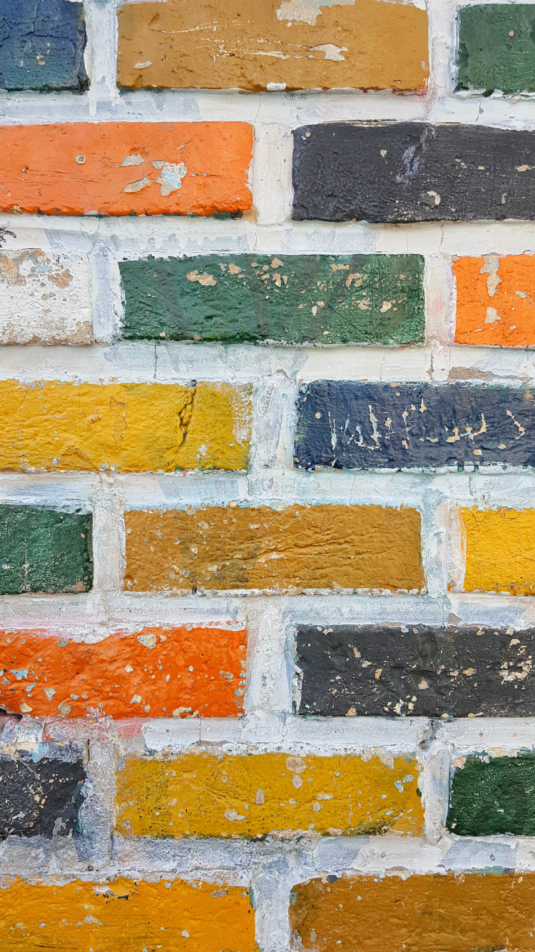 砖, 橙色, 黄色的, 砌砖, 矩形 壁纸 750x1334 允许