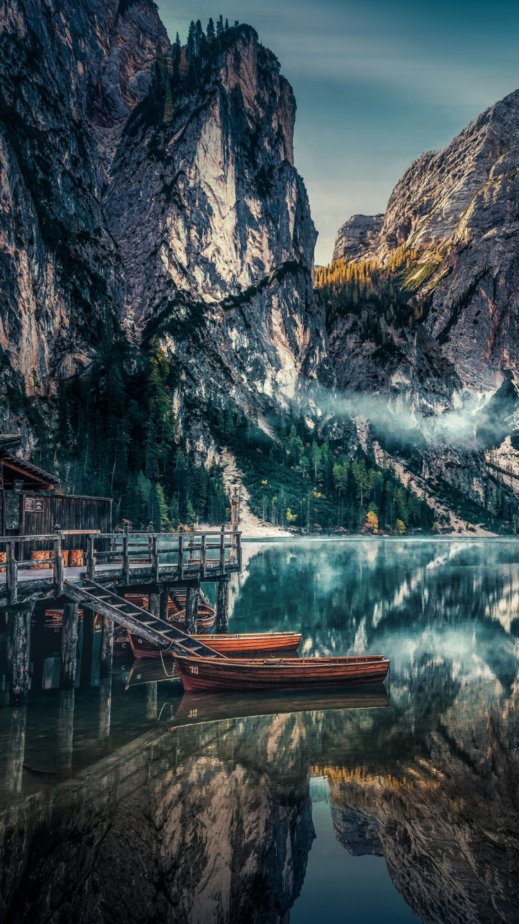 Dolomites, Cloud, Water, Mountain, Water Resources. Wallpaper in 750x1334 Resolution