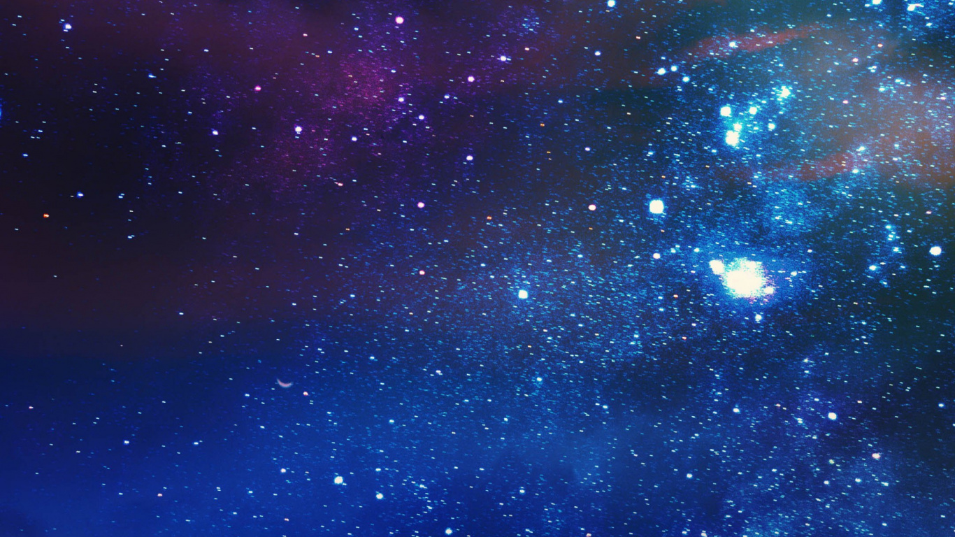 Blue and Black Starry Sky. Wallpaper in 1366x768 Resolution