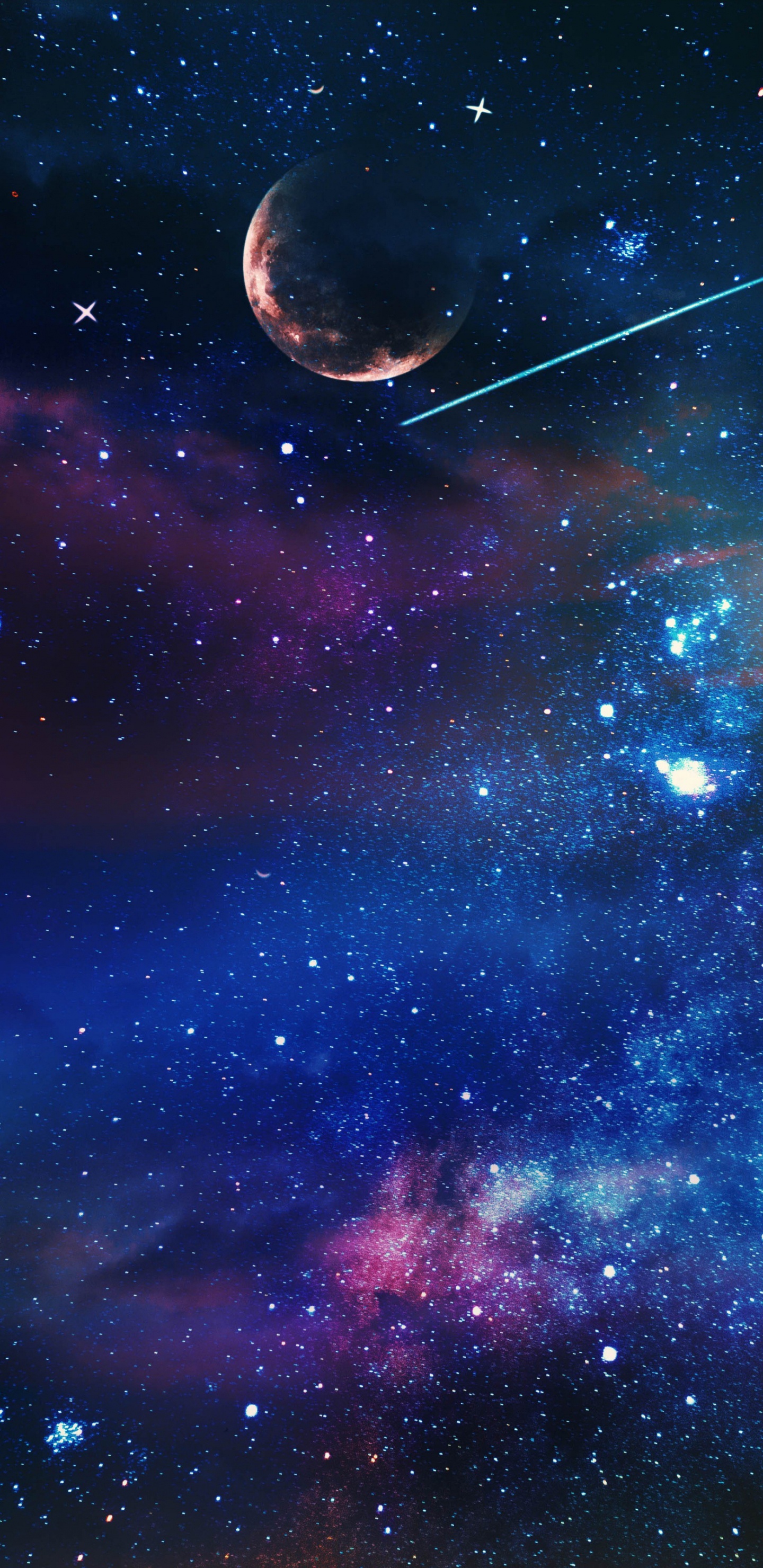 Cielo Estrellado Azul y Negro. Wallpaper in 1440x2960 Resolution