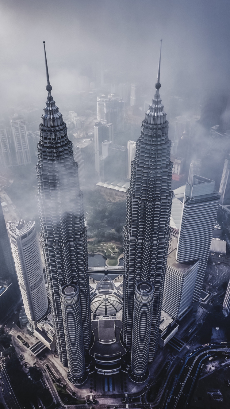 Petronas Twin Towers, World Trade Center, Skyscraper, Kuala Lumpur City Centre, Tower. Wallpaper in 750x1334 Resolution
