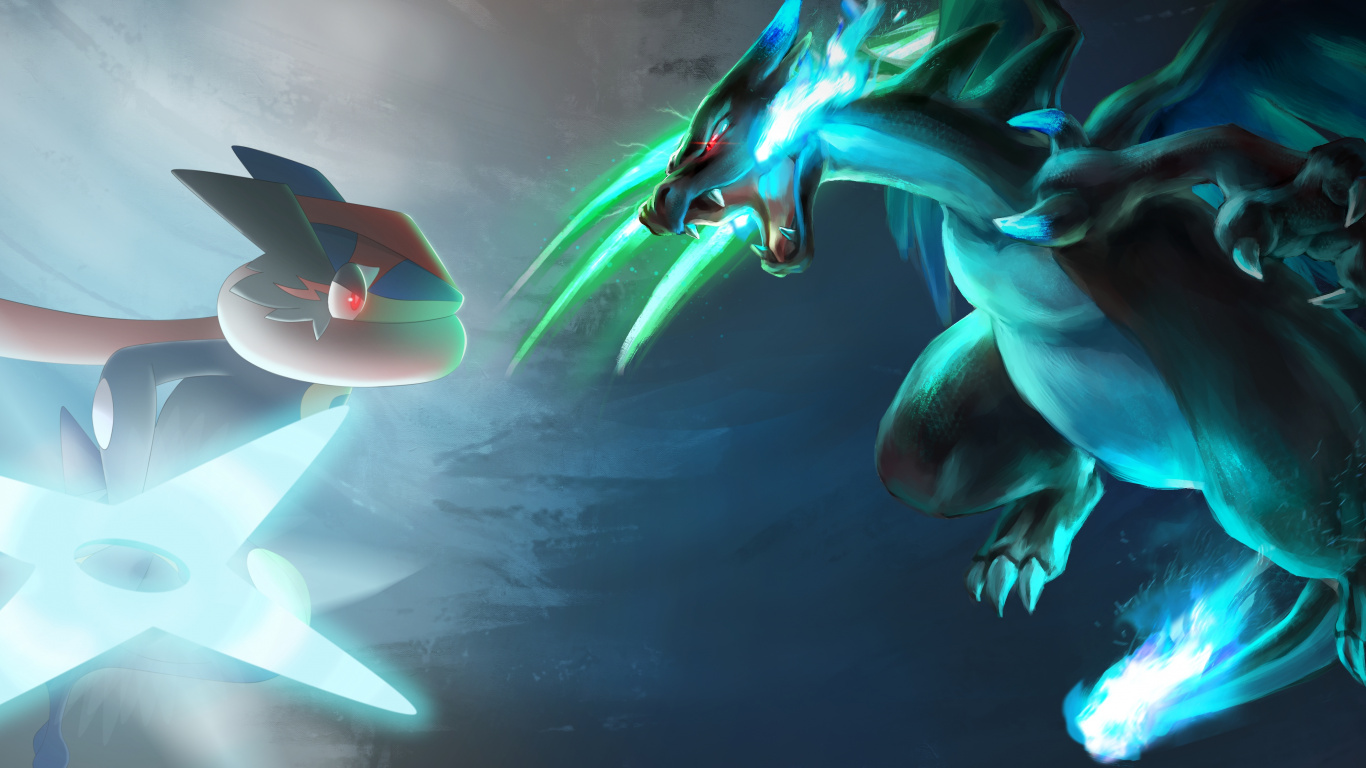 Blue and White Dragon Illustration. Wallpaper in 1366x768 Resolution