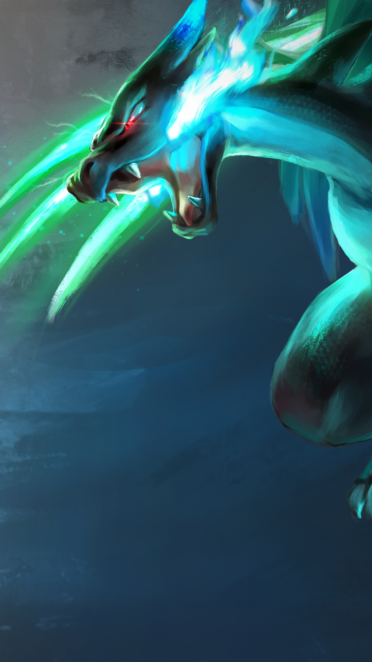 Illustration de Dragon Bleu et Blanc. Wallpaper in 750x1334 Resolution