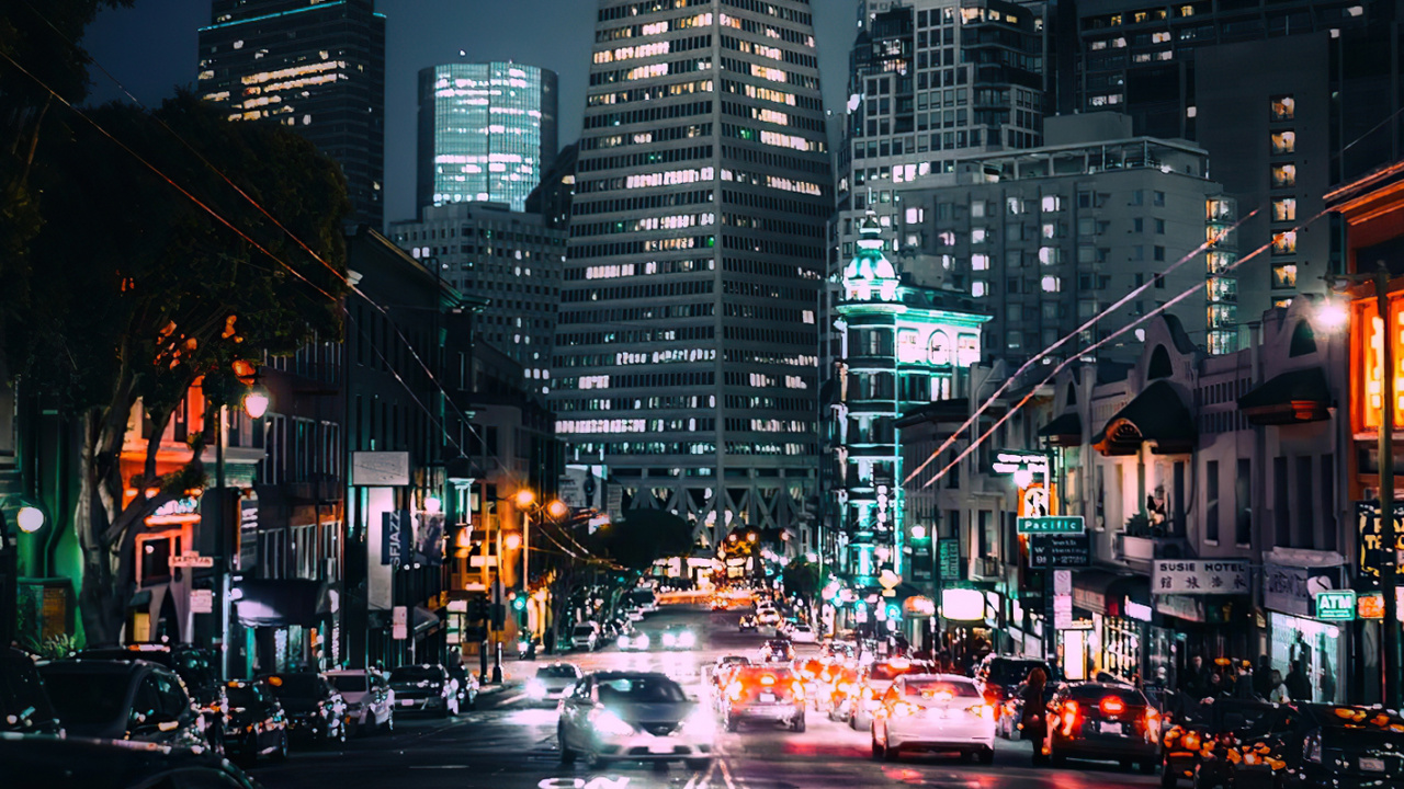 Low Angle City, Building, Cars, Skyscraper, Wheel. Wallpaper in 1280x720 Resolution