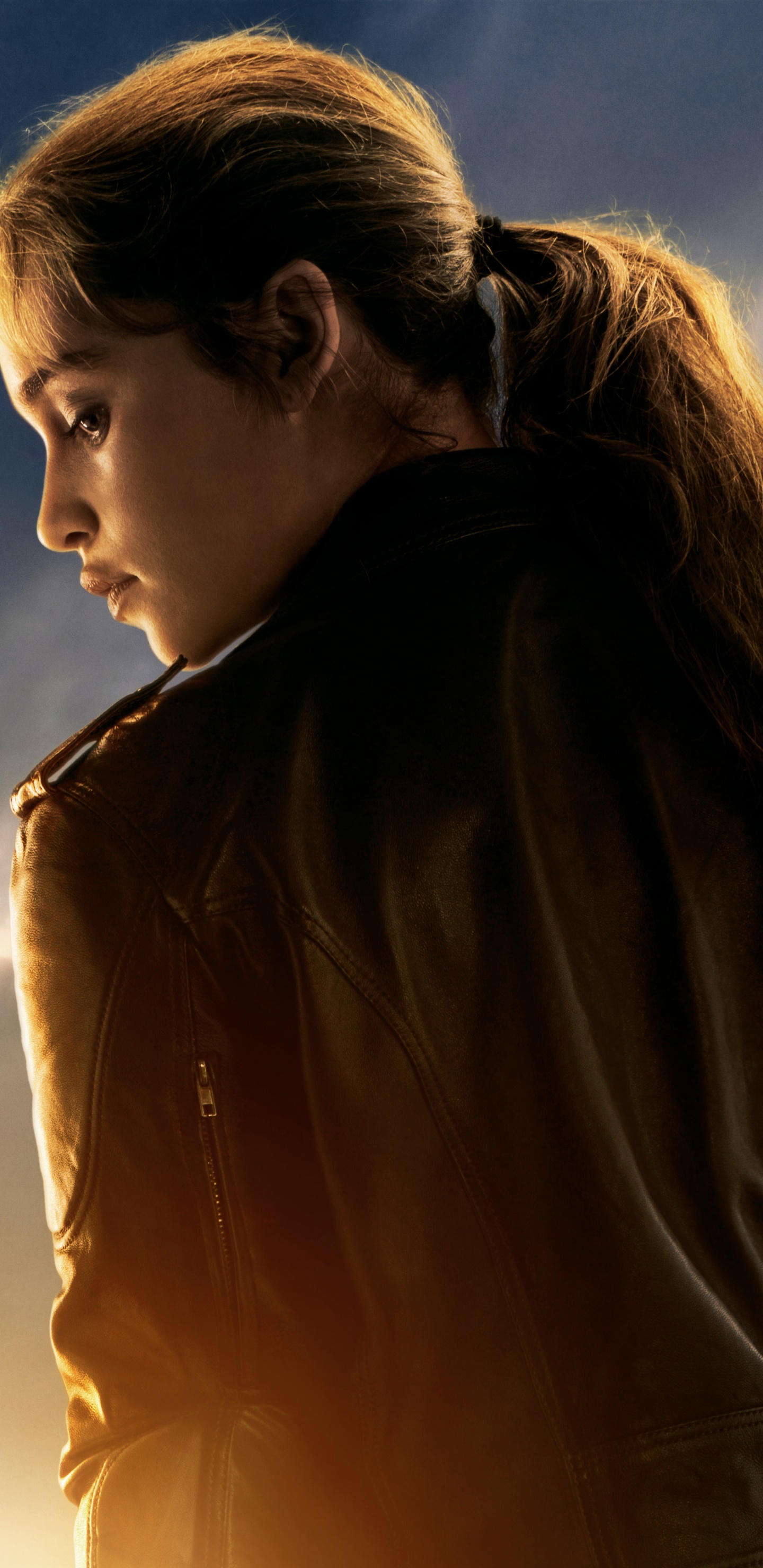 Woman in Brown Leather Jacket Under Cloudy Sky During Daytime. Wallpaper in 1440x2960 Resolution