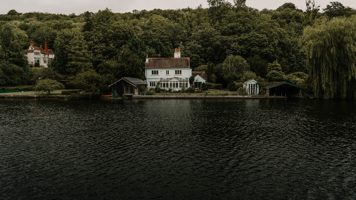 Ciel, Lac, Bâtiment, Nature, Réservoir. Wallpaper in 1366x768 Resolution