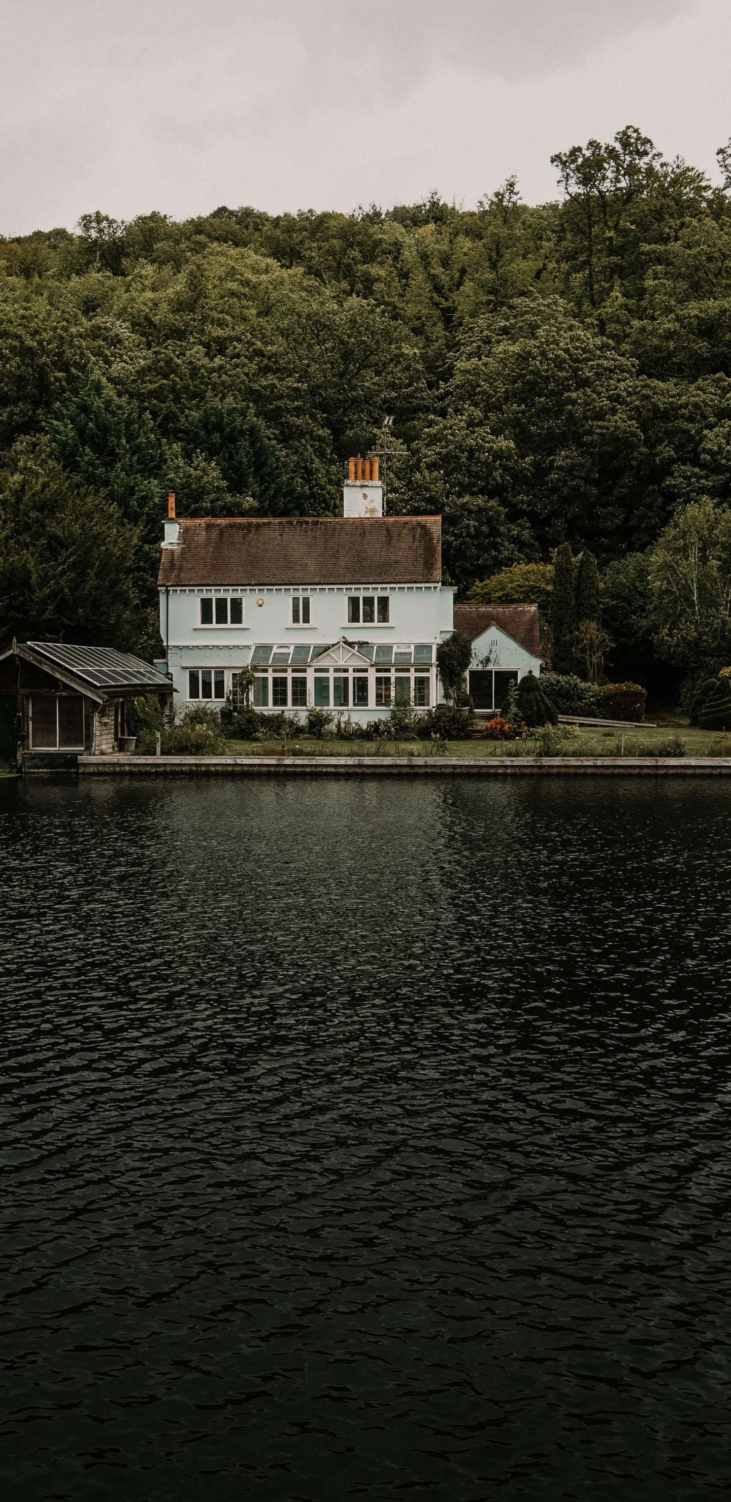 Sky, Lake, Building, Nature, Reservoir. Wallpaper in 1440x2960 Resolution