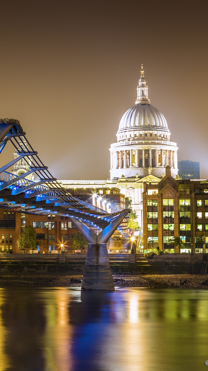 Bridge Over River During Night Time. Wallpaper in 720x1280 Resolution