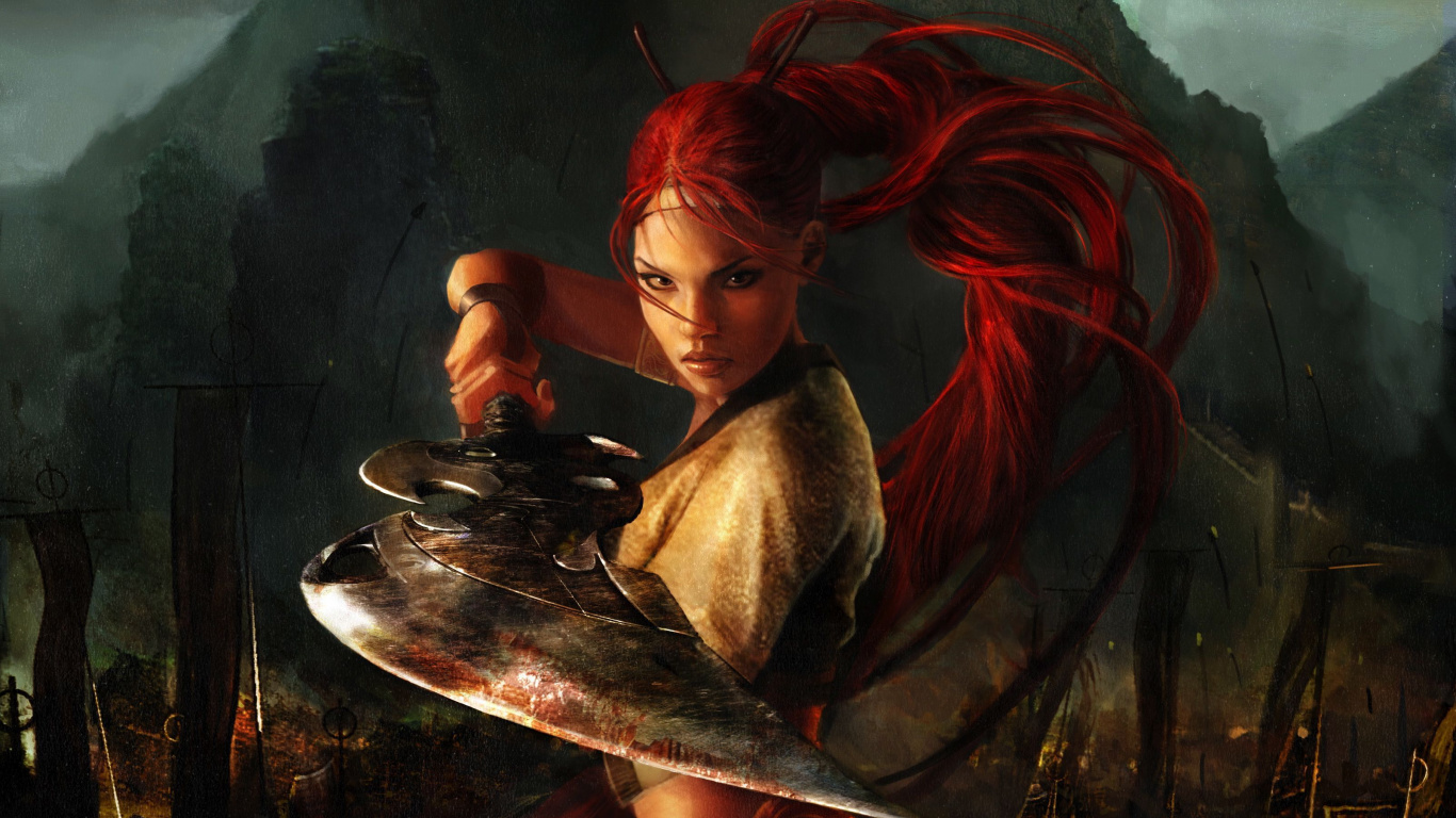 Frau im Braunen Mantel Mit Einem Runden Tellergemälde. Wallpaper in 1366x768 Resolution