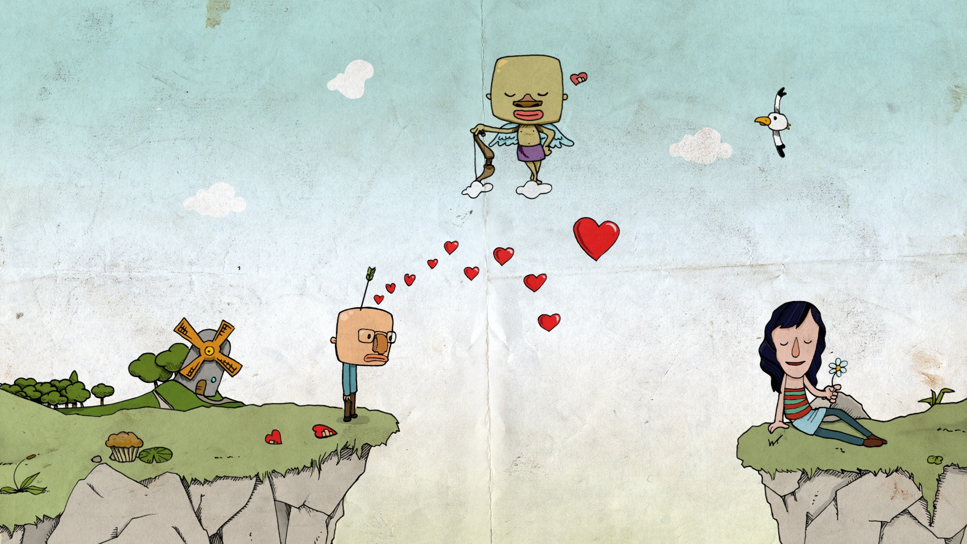 Ilustración, Caricatura, Niño de Arte, Recreación, Amor. Wallpaper in 1920x1080 Resolution