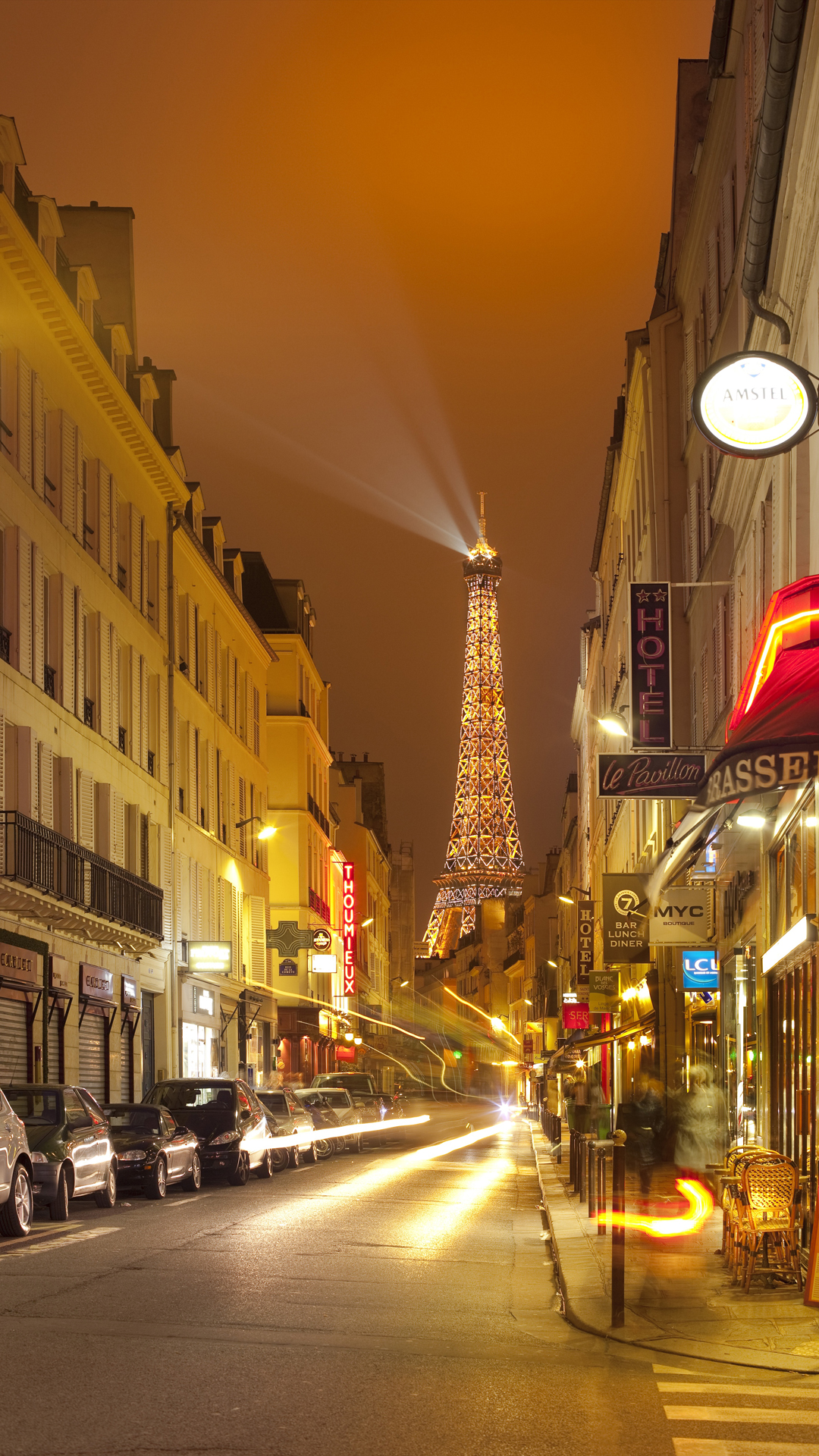 TCL, Rue Saint-dominique, Tour Eiffel, Éclairage, Nuit. Wallpaper in 1080x1920 Resolution