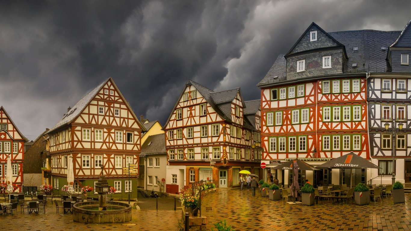 Wetzlar, Bâtiment, Propriété, Fenêtre, Eau. Wallpaper in 1366x768 Resolution