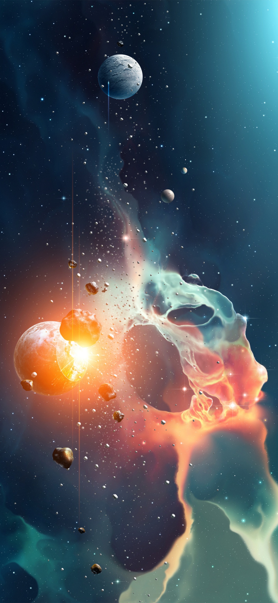 Orange Und Weiße Sterne Illustration. Wallpaper in 1125x2436 Resolution