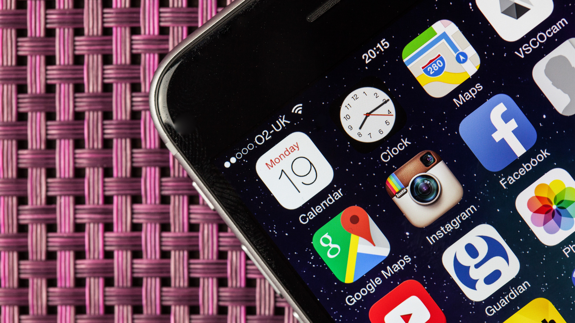 Black Iphone 4 on Pink Textile. Wallpaper in 1920x1080 Resolution