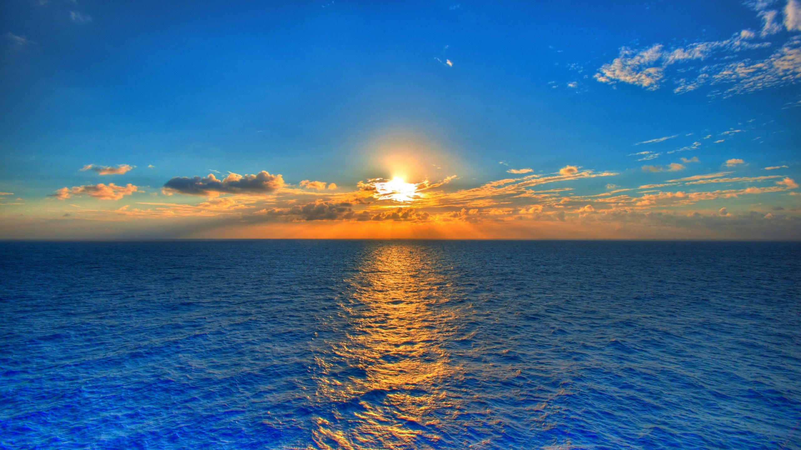 日出, 大海, 地平线, 海洋, 日落 壁纸 2560x1440 允许